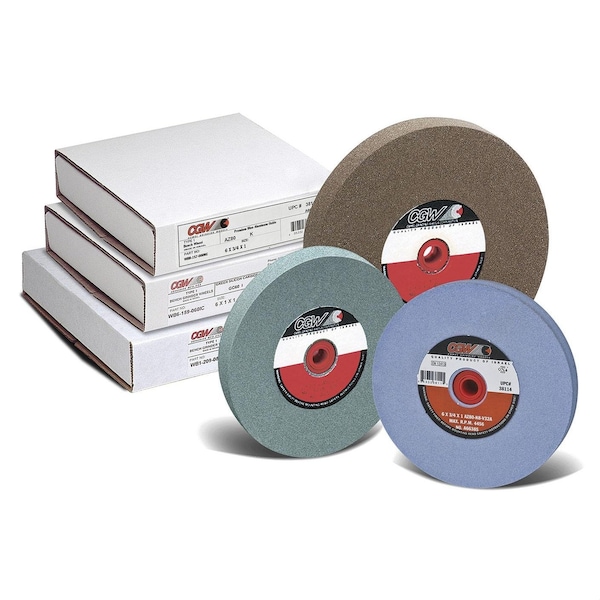 Cgw Abrasives Straight Bench and Pedestal Grinding Wheel, 10 in Dia x 1 in THK, 1-1/4 in Center Hole, 60 Grit, Alu 38029 - main